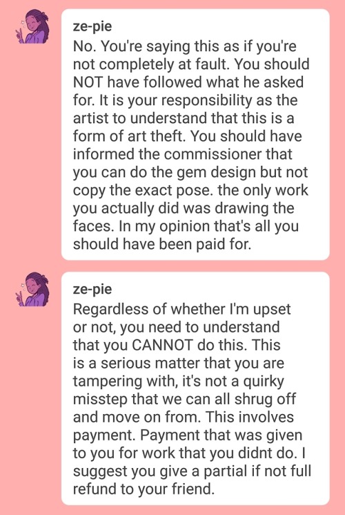 nuclearfeels: diamxndauthority:  ze-pie:   Don’t do this. Please do not support artists that profit from tracing / heavily referencing other artists’ work. They are being paid for work they did not do. Edit: I’d like to correct myself. I realize