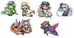 hisuikouha:   Finally got time to update things on my tumblr for ease of access, Happy scrolling guys!   As an extra, please enjoy this Pokemon/Touhou stickers I’ve printed for Comifuro 8 