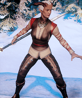 firemadeflesh:Qunari Skyhold Outfit (Female Only) A lore-friendly retexture of the Skyhold pajamas, 
