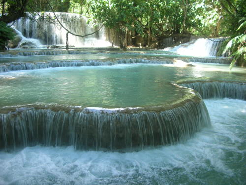 getlostinasia:the marvelous Kuang Si Waterfall Laos