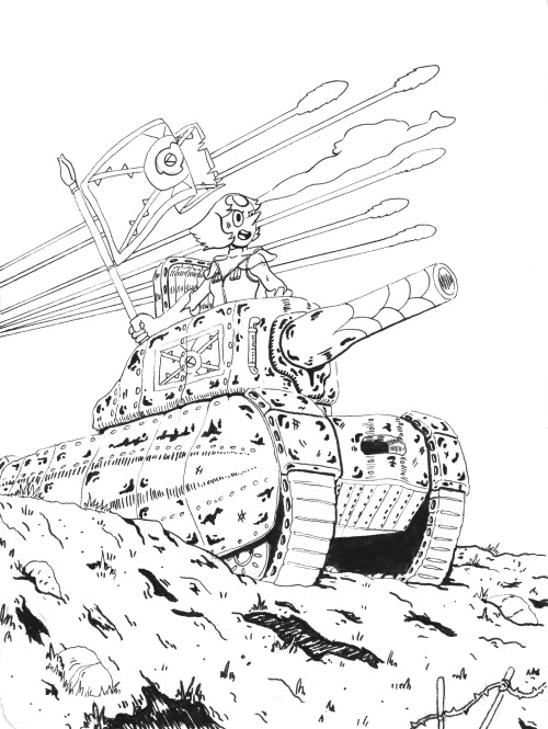 stevenuniverse-fanart:  I really like the idea of pearl being this elegant and graceful character…. what better thing then to put her in charge of the gems secret tank brigade!?:P (ps this is fan fic and there is no secret tank brigade sadly… not