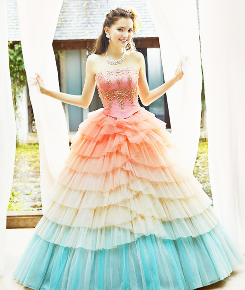 Romantic Spring Pastel Rainbow Wedding Gowns: Marchesa, Nicole, Joyful Eli, TIGLILY