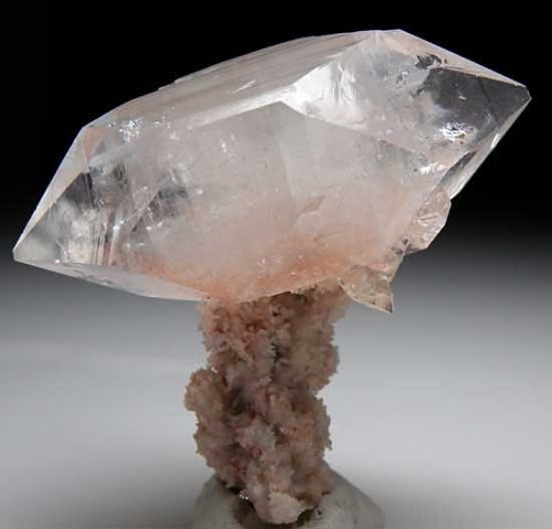 mineralists:  Apophyllite atop Stalactite QuartzJalgaon, India