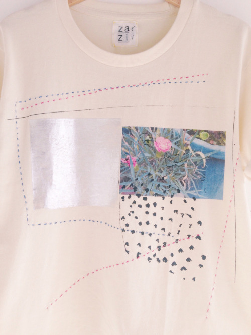 zazi 16ss “新しい気持ち”drawing T shirts “pink rose”