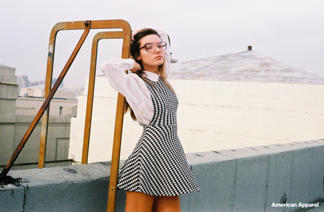 americanapparel:  Mayson at the Downtown factory in Los Angeles.  Shop Vintage Eyewear: