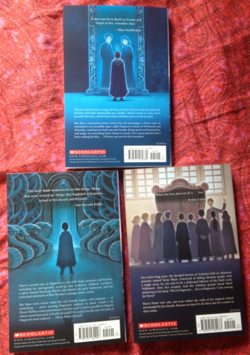 nicodiangeloisdead:  infallibleherondale:  maryannisawkward:  My new Harry Potter paperback set came in the mail! These have the cover illustrations by Kazu Kibuishi. Together, the set spines make Hogwarts castle and the illustrations around the set case