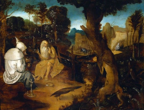 aiastelamonian:Saint Anthony Abbot and Saint Paul of Thebes in the Wilderness by Jan Wellens de Cock