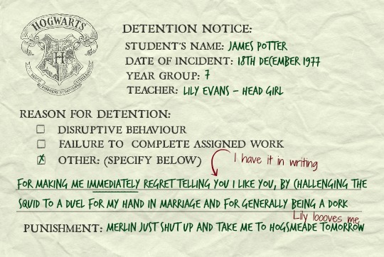 hmionegrangr:    Marauder’s Era Detention Slips:  ( 3 / ∞ )  