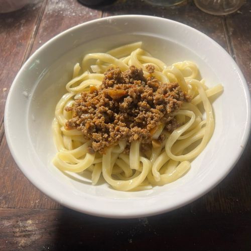 Homemade mapo pasta.
Homemade noodles after a long time.
“KINTOUN” medium-strength flour for SANUKI udon + Mongolian KING KANSUI(=KANSUI is an alkaline salt solution used in the production of Chinese noodles and other products, and is mixed with...