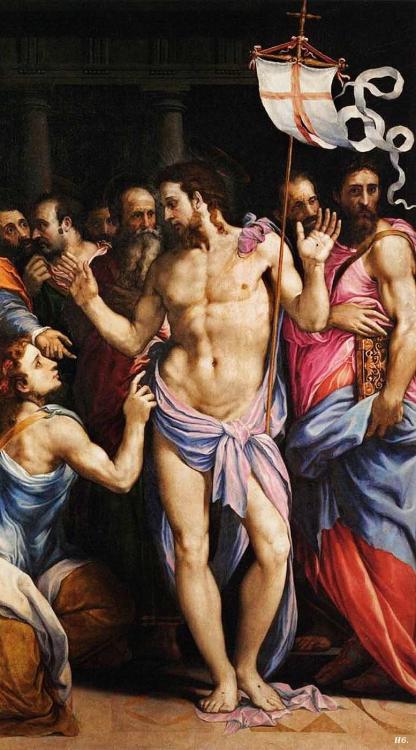 hadrian6:  Detail: The incredulity of Thomas. 1543-47. Francesco Salviati. Italian. 1510-1563. 