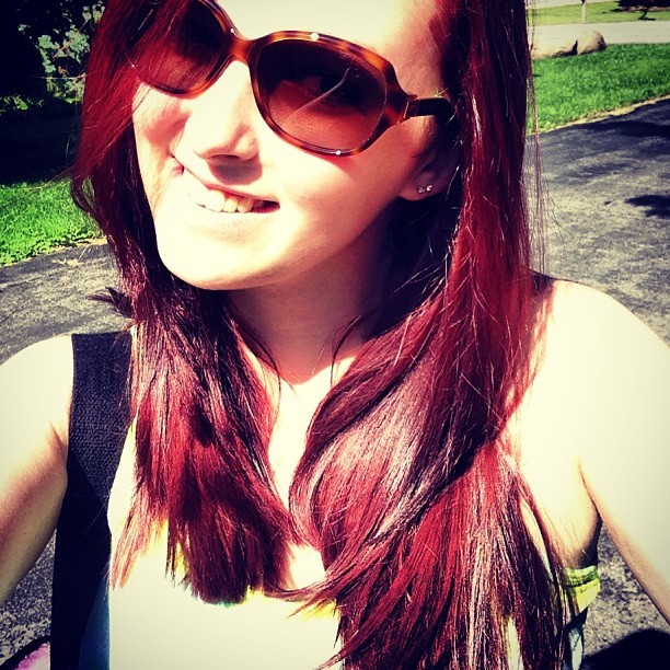 Got my hair done today. :) #redhair #hair #pretty #beautiful #red #sunglasses #coach