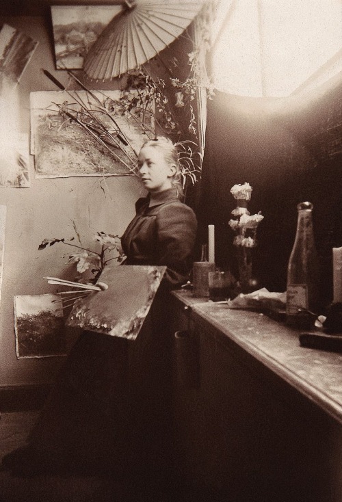 magictransistor:Stiftelsen Hilma af Klints Verk. Hilma af Klint in her Studio and Séance Room. 1885.