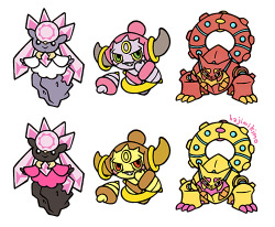 hajimikimoart:  Shiny Diancie, Hoopa, and