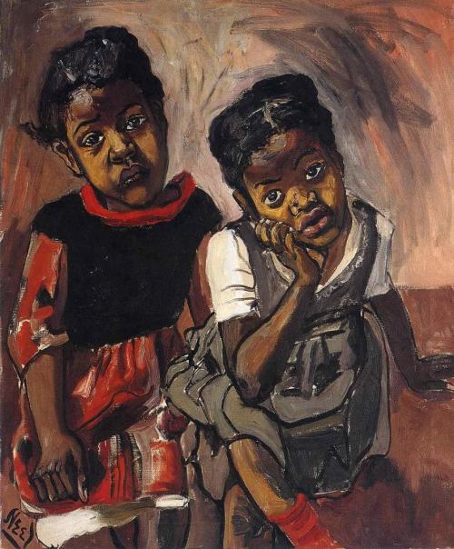 huariqueje: Two Girls, Spanish Harlem   -    Alice Neel , 1959 American, 1900-1984 Oi