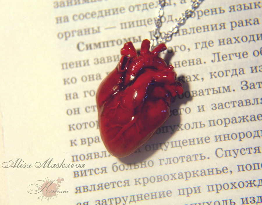 krinna-art:  Realistic heart pendant. Fully handmade.