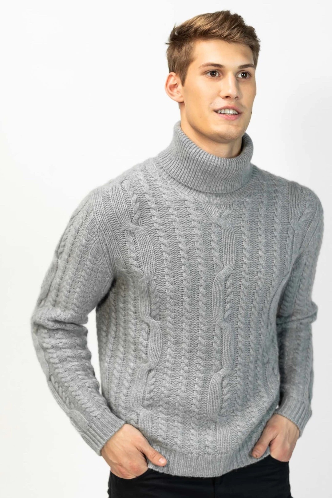 Gobi men’s cable knit turtleneck sweater