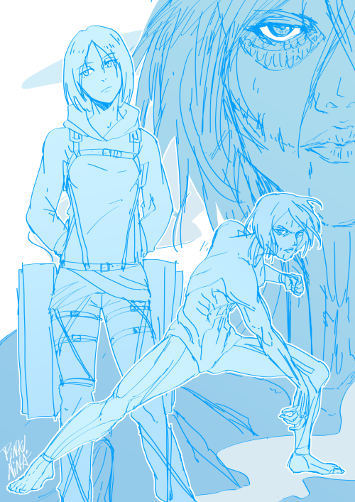 pinkunina:Doodles for ch 128 + some old Armin sketches. Annie’s titan form give me 1000000 years of 