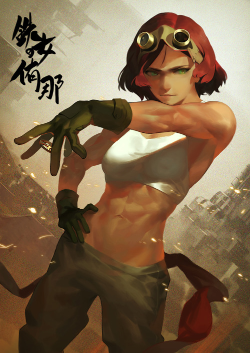 animemangamusclegirls:Yukina, Iron Lady by   Geoffrey Chan  | 侑那,   鉄の女 by Geoffrey Chan  