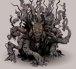 fhtagn-and-tentacles:  BLACK GOAT by Milhail Glooh  