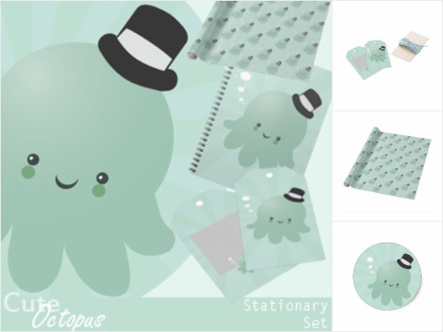 Cute Octopus Stationary - For anyone who likes kawaii stationary, the Cute Octopus Stationary Set fe