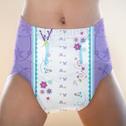 chubbywetprincess:  allsnuggledup:  I ABSOLUTELY NEED THESE IN MY LIFE!! So so so cute!! ❤️🍼🚼 The new Lavender diapers by ABU!! Release set for May 15th   LOVE that design, shame the two tapes just don’t work with my chubby belly =(