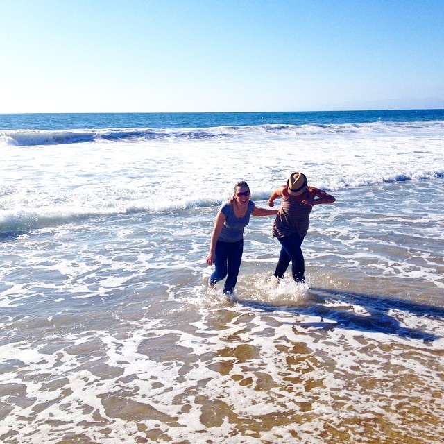 Having a little fun in the Pacific. This girl made grad school so special! (at Dockweiler State Beach)