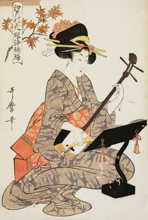 blackcoffeecinnamon: Utamaro (1753-1806) 歌麿 Maple Leaves   楓葉、1803from the series  F