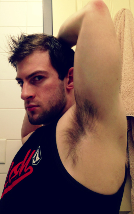piledriveu:  hairy beast…..showing off those pits…….stripping out of sweats into jock…..showing off cock…….fuck man lets wrestle!!! get that hairy bod all sweaty!!!! 
