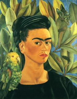 labellefilleart:  Self Portrait with Bonito, Frida Kahlo 