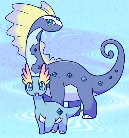 My favorite fossil Pokemon! Amaura is so cute and Aurorus is a lovely Pokemon! &lt;3