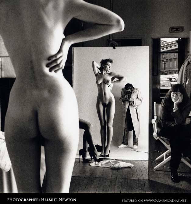 carmenicadiaz:  Self-portrait  by Helmut Newton with his wife June and models, Paris,