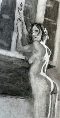 painterotic:  Charcoal. Cupboard girl