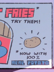 what&hellip;what did they used to be made with? 50% potato? What was the rest of the percent?? Answer me, Fryman!