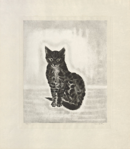 Tsuguharu Foujita, Les Chats, 1930. Aquatint. Published by Apollo, Éditions Artistiques, Paris. Via 