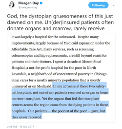 ayellowbirds:  vrumblr: The bodies of the poor feed the rich in time, in labor, and sometimes in flesh.  Last century this scenario would have been considered too absurd and overt to be used as a metaphor in literature. 