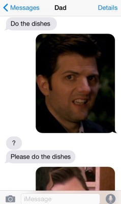 juliawiinchester:I’ve decided I’m only going to answer my dads texts with pictures of Ben Wyatt