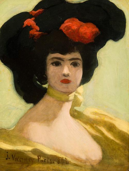 János Vaszary - Woman in a black hat - 1894