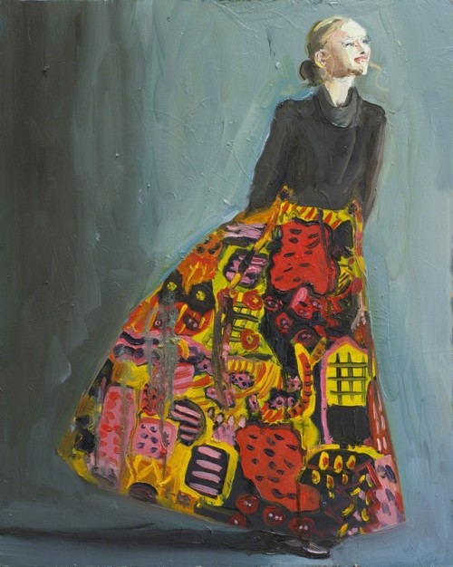 Skirt   -   Anna Bjerger , Swedish,b.1973-oil on aluminium, 50 x 40 cm.