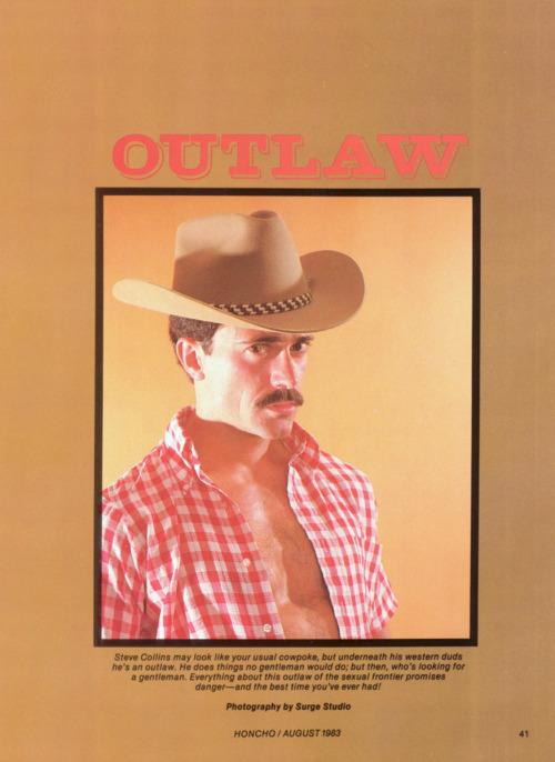 From HONCHO magazine (August 1983)Photo story called “Outlaw”photo by Surge StudioModel 