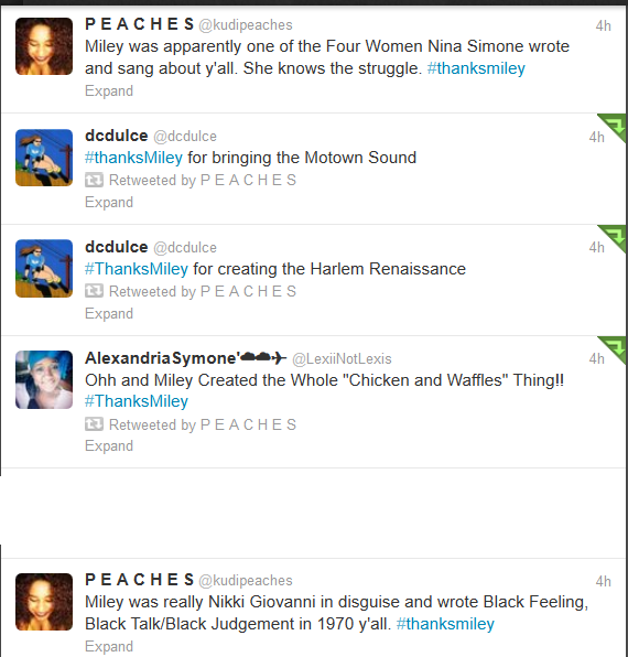 kudipeaches:  chocfroricana:  Some more gems from Black Twitter in response to Miley