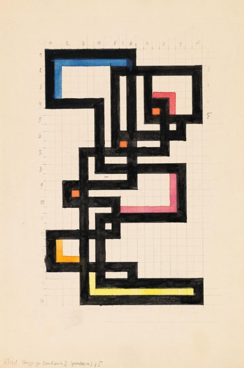 Walter Dexel, Bandwerk II (geschlossen), 1965. Watercolour and ink over graphite. Source