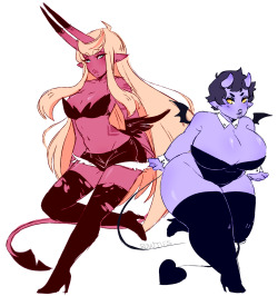 8owties:  i drew my succubus babes a while ago– devora and jinx and they rivals