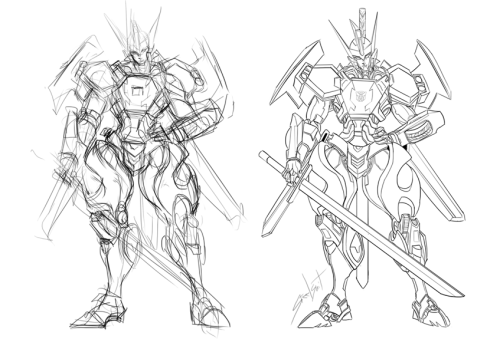 steelsuit:the funny thing is that, before scribbling over the armour parts, he was drawn as a really weird buff dude…thing. goodbye drift.
