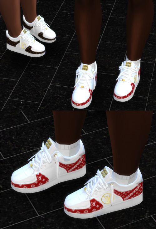 xxblacksims: .LV Shoes Male and Female.Triangle 3 stud Earrings.Queen Braids up Bun-All ages.Queen c