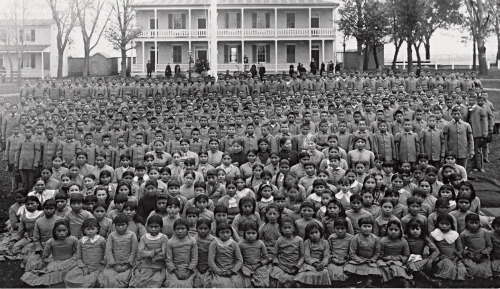 Student body assembled on the Carlisle Indian Industrial School...