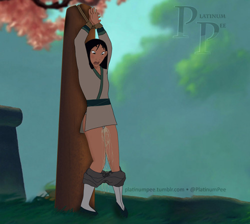 Mulan was tied up during training and couldn’t hold it any more…