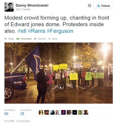 jeankd:ashleighthelion:iwriteaboutfeminism:Ferguson protesters take their message to the Rams game!M