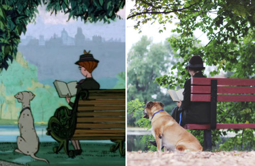 mydollyaviana:boredpanda:Couple Recreates ‘101 Dalmatians’ Intro For Their Engagement PhotoshootOmg 