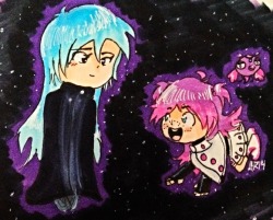  Hello Dash! I wanted to give you something on your birthday, so I drew your kids floating in space ;0; I apologize for any bad quality, my computer/scanner’s been acting up. I just wish that you have a great day today, and happy birthday!!  aaAA MY