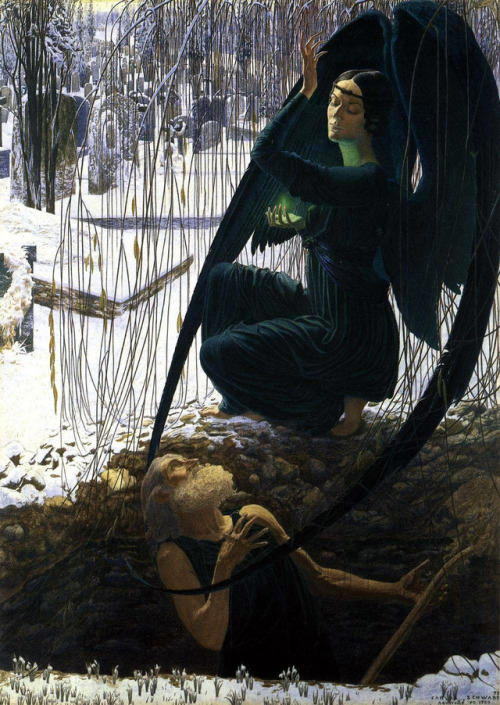 saturnaliatenebrae93: The Death of the Grave Digger by Carlos Schwabe (1866–1926)